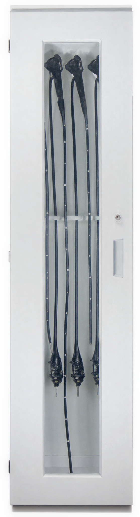 Open electrical cabinet with visible cables and components.