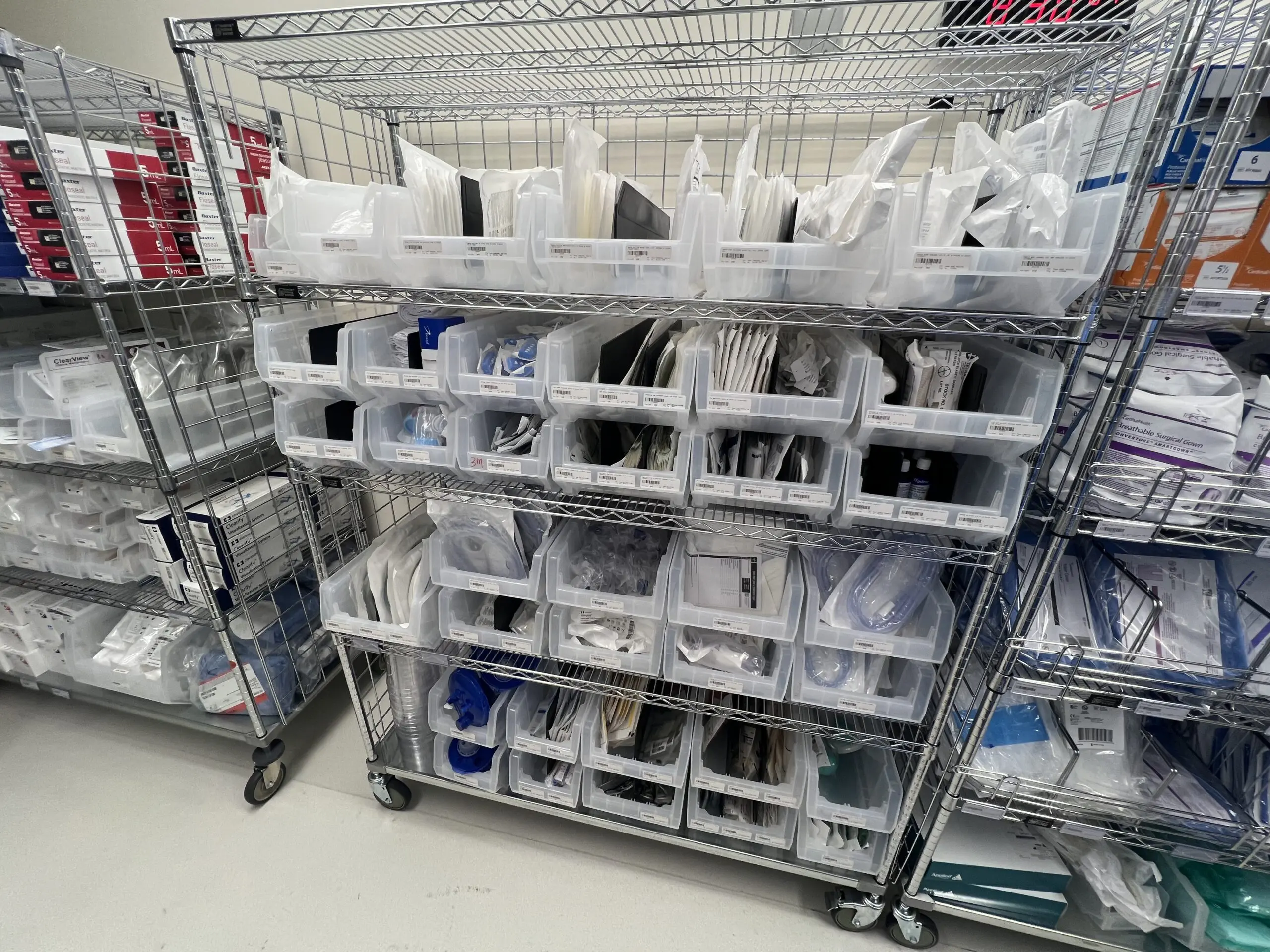 Organized sterile packs and equipment trays
