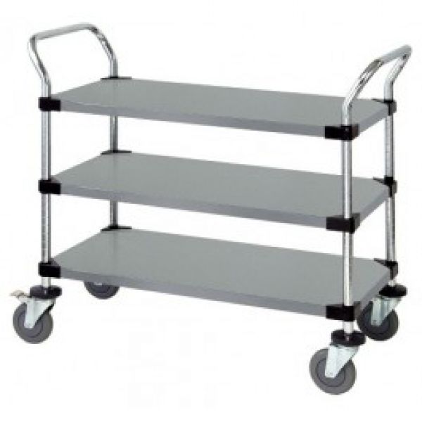 WRSC-1848-3SS STAINLESS SOLID 3-SHELF UTILITY CART