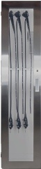 Wire shelf with built-in ledge for secure storage.