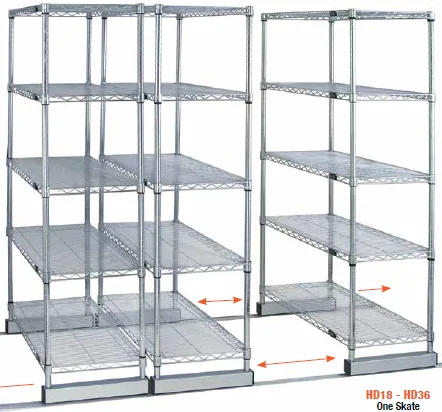 A metal shelving unit with adjustable shelves and dimensions labeled.